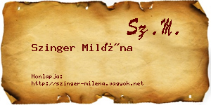 Szinger Miléna névjegykártya